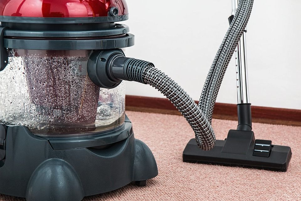 Aspiradora sobre alfombra con tira limpia para espacio