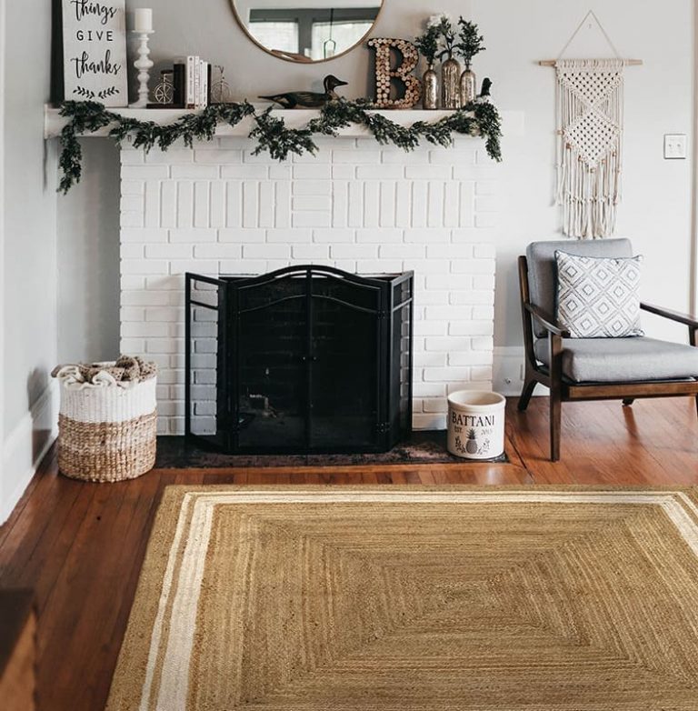 decoracion con alfombras de yute en navidad